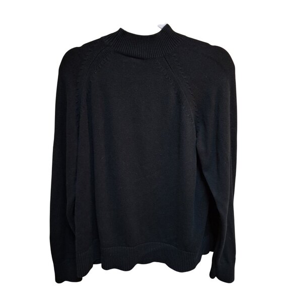 Quince Organic Cotton Ribbed Mock Neck Sweater Black Large - Picture 2 of 7